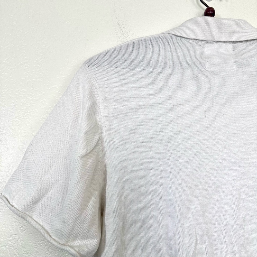CRUSH Cashmere Blend Polo Short Sleeve Cardigan Size S in Cream - Picture 9 of 9